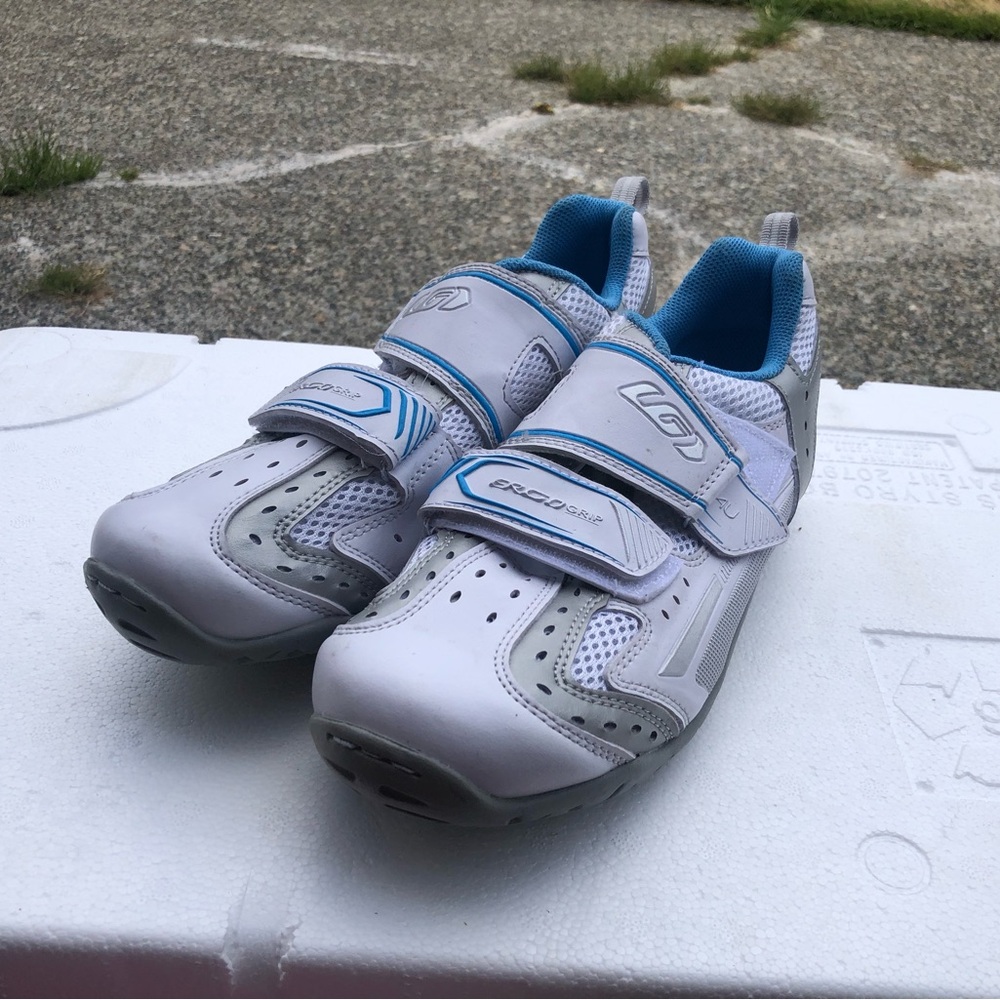 Louis Garneau Ergo Grip Cycling Shoes Women's White/Silver/Blue Size 9 - Picture 3 of 13